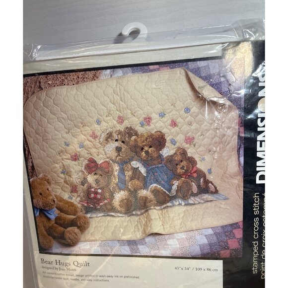 Dimensions Bear Hug Quilt Cross Stitch Kit Pre-Stamped 34" X 43" READ - Picture 2 of 8